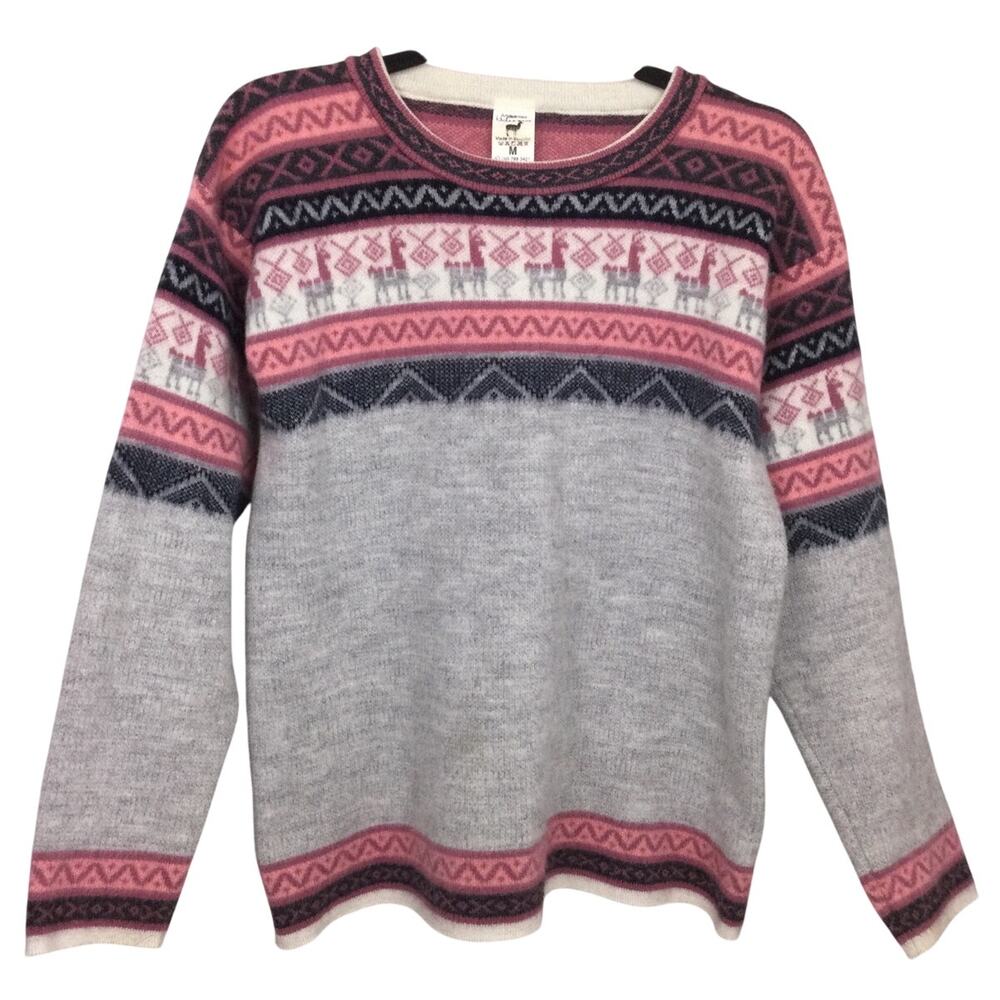 Artesanias Ecuadorian Alpaca Tribal Soft Cozy Crewneck Handmade Sweater Size M